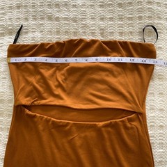 Forever 21 Mustard Strapless Cutout Midi Strapless Women&rsquo;s Dress Size Medium