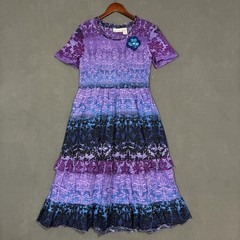 Draper&rsquo;s & Damon&rsquo;s Dress Petites PM Multicolor Floral Smocked Tiered Maxi Boho