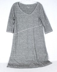 Eileen Fisher Gray White 1/2 Sleeve Cotton Stretch Jersey Dress Size Small