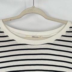 Ellison Womens Black White Striped Short Sleeve Rolled Cuff T-Shirt Dress Size L