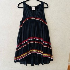MUCHE ET MUCHETTE WOMENS BOHO LINEN EMBRODIERED DRESS SIZE O/S