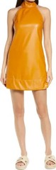 STAUD Honey Brown Sicily Vegan Leather Mini Dress $295, Size 6