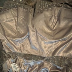 Colors Dress Gray Beaded Sequin Halter Long Formal Gown Dress, Lined size 2