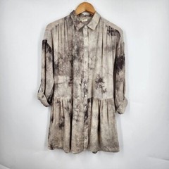 LoveStitch Women&rsquo;s It&rsquo;s Fate Tie Dye Babydoll Dress in Cement Size S NWT