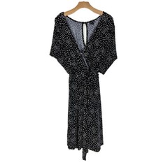 Torrid 4 Black White Dot Surplice Romper Dress Faux Wrap V Neck Short Sleeve
