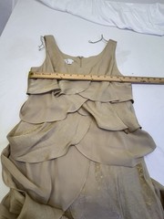 London Times Gold Shimmer V-Neck Tiered Ruffled Sleeveless Dress Sz 8 Graduation