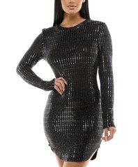 B. Darlin Black Gunmetal Long Sleeve Sequins BodyCon Party Metallic Dress Sz XS