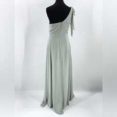 After Six by Dessy Draped 1-Shoulder Maxi Dress w/Scarf Bow, Willow Green Size 2