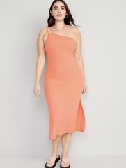 Old Navy Women&rsquo;s Size XXL ~ Peach Fitted One-Shoulder Rib-Knit Midi Dress $35