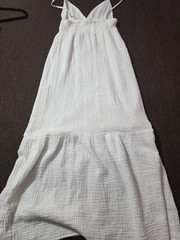 Sim & Sam White Solid Smocked V-Neck Strappy Maxi Dress Long Size S