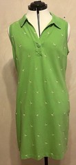 Talbots Womens Sleeveless Green Polo Embroidered Dragonfly Polo Dress|Size:M