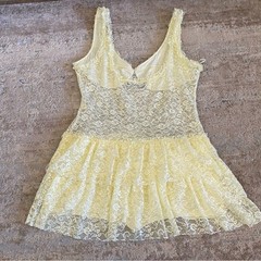Akira Dreaming About You Yellow Lace Sleeveless Dress with Fitted Panties: 1X