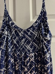Plus size 2X Navy & Silver Foil Patterned Spaghetti Strap Maxi Dress brand new