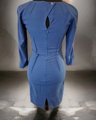 Fendi Blue Wool Blend Sheath Dress IT 36 US 2 4 Made in Italy Tailored Keyhole B