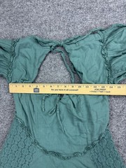 Free People Dress Womens Small Green Off Shoulder Lace Boho Fit & Flare Mini