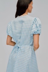 NWT SLEEPER The Genus Rosa Linen Blend Gingham Midi Dress in Blue Vichy Sz XL
