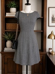 Alice + Olivia Herringbone Dress Women&rsquo;s S Tweed Fit Flare Career Mini Business