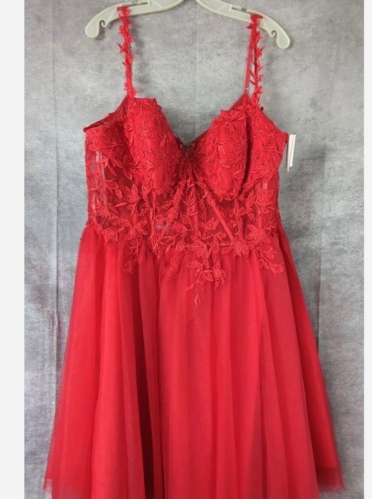 Jules & Cleo Valentine Red Illusion Corset Dress Women&rsquo;s 20