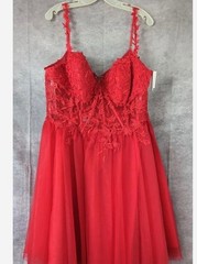 Jules & Cleo Valentine Red Illusion Corset Dress Women&rsquo;s 20