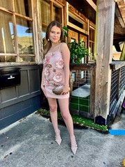 Elliatt Camile Dress 3D Floral Mini XS S M L Pink Satin Party Cocktail Evening