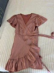 francesca mi ami dress pink wrap around- large (but doesn&rsquo;t look it!)