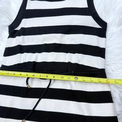 Johnston & Murphy Womens Black White Striped Cotton Sleeveless Knit Dress S