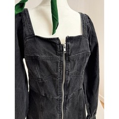 Future Collective by Kahlana Barfield Brown Black Denim Dress