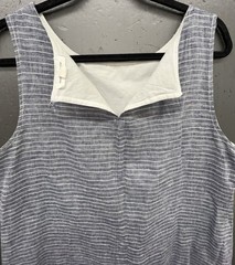 Beach Lunch Lounge Dress L Blue Striped Linen Cotton Coastal Prep Beach Nautical