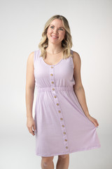 Beverly Button Dress – Lavender by Michelle Mae XS thru 3XL, Soft & Stretchy