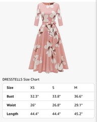 Dress Tells Pink Floral Tea Party Formal Wedding Midi Dress S