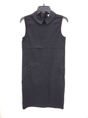 Six Crisp Days Dress Womens Small Sleeveless Black Empire Waist Collared Sheath