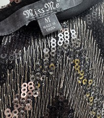 Miss Me Black Silver CHEVRON Sequin Tank Dress Evening Club Party Concert Glam M