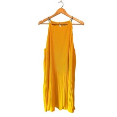 Michael Michael Kors Yellow Pleated Halter Dress MK Chain Link Mini XL NWT