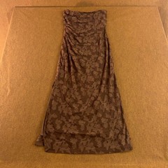 Zesica Womens Medium Brown Ruched Side Slit Stretch Strapless Midi Dress NWOT