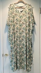 1X/2X/3X New White Green Yellow Lemons Kaftan Knit Beach Cover Dress Nightgown