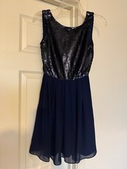 NWT Alythea Sequin Open Back Midnight Sky Mini Dress Blue Size Small