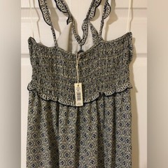Max Studio Boho Tiered Halter Maxi Dress, XL Geometric Print Ruffle Straps