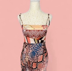 RARE Roberto Cavalli 93% Silk Patchwork 2004 Signature Prints Boho Maxi Dress S