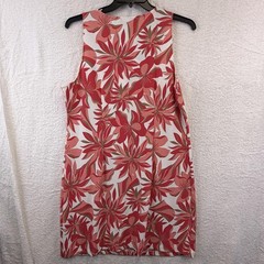 Boston Proper Dress Womens XL Red Floral Sleeveless Knit Zip Front Shift
