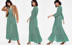 BODEN Viola Green Shirt Dress Size 8R US4 Floral Belted Long Maxi ASO PoW Royal
