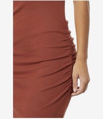 NWT Michael Stars Macy Ribbed Ruched Designer Midi Dress Pecan Rust S M $128