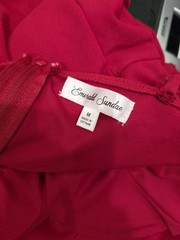 Emerald Sundae Red Spaghetti Strap Long Maxi Formal Gown Ruching Slit Medium