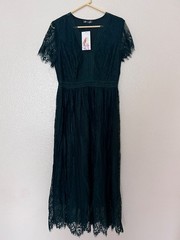 Emerald Green Floral Lace Maxi Dress From Pretty Garden Size M