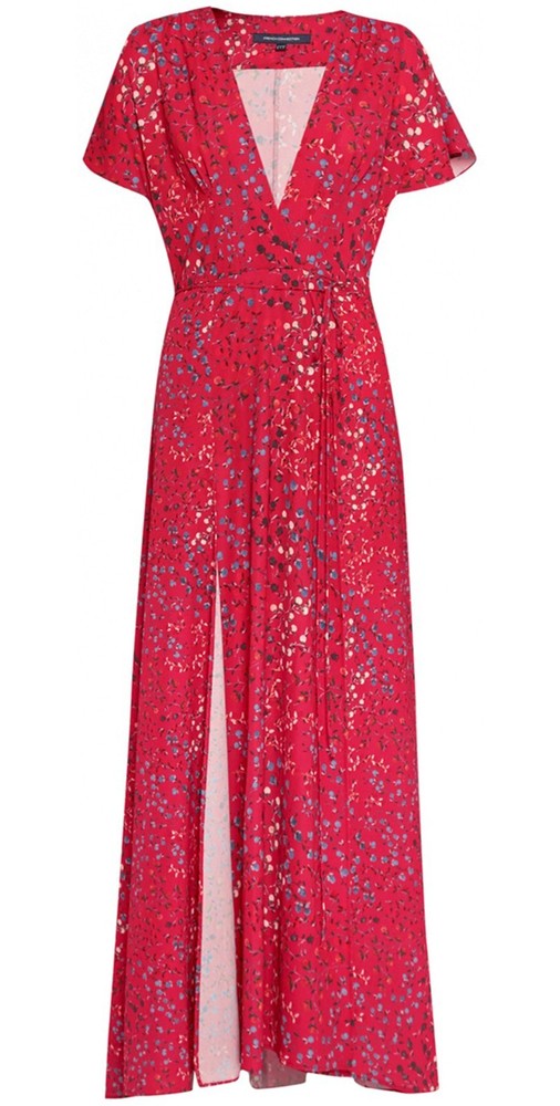 FRENCH CONNECTION Frances Drape Tie Waist Ditsy Floral Printed Maxi Dress UK12