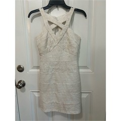 Emerald Sundae Ivory Crisscross Halter Mini Dress