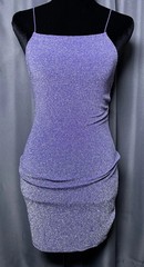 Divided Purple Glitter Backless Strappy Bodycon Mini Dress, Square Neck