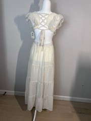 NWT Altar&rsquo;d State Dress Size Large in Cream Feminine Romantic Sheer Fabric