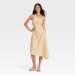 Women Ruched Side Pleated Midi Dress – A New Day Yellow 14