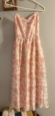 Storia Midi Dress M Blush Pink Floral Tie Back Feminine Coquette Chic Wedding
