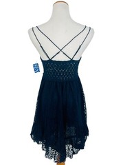 NWT Free People Navy Blue Adella Burnout Velvet & Lace Boho Mini Slip Dress